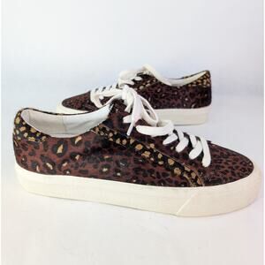 Madewell Sidewalk Low Top Sneakers Painted Leopard Colorblock Calf Hair Size 7
